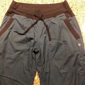 Lululemon Studio Pants. Lined, blue pinstripes.